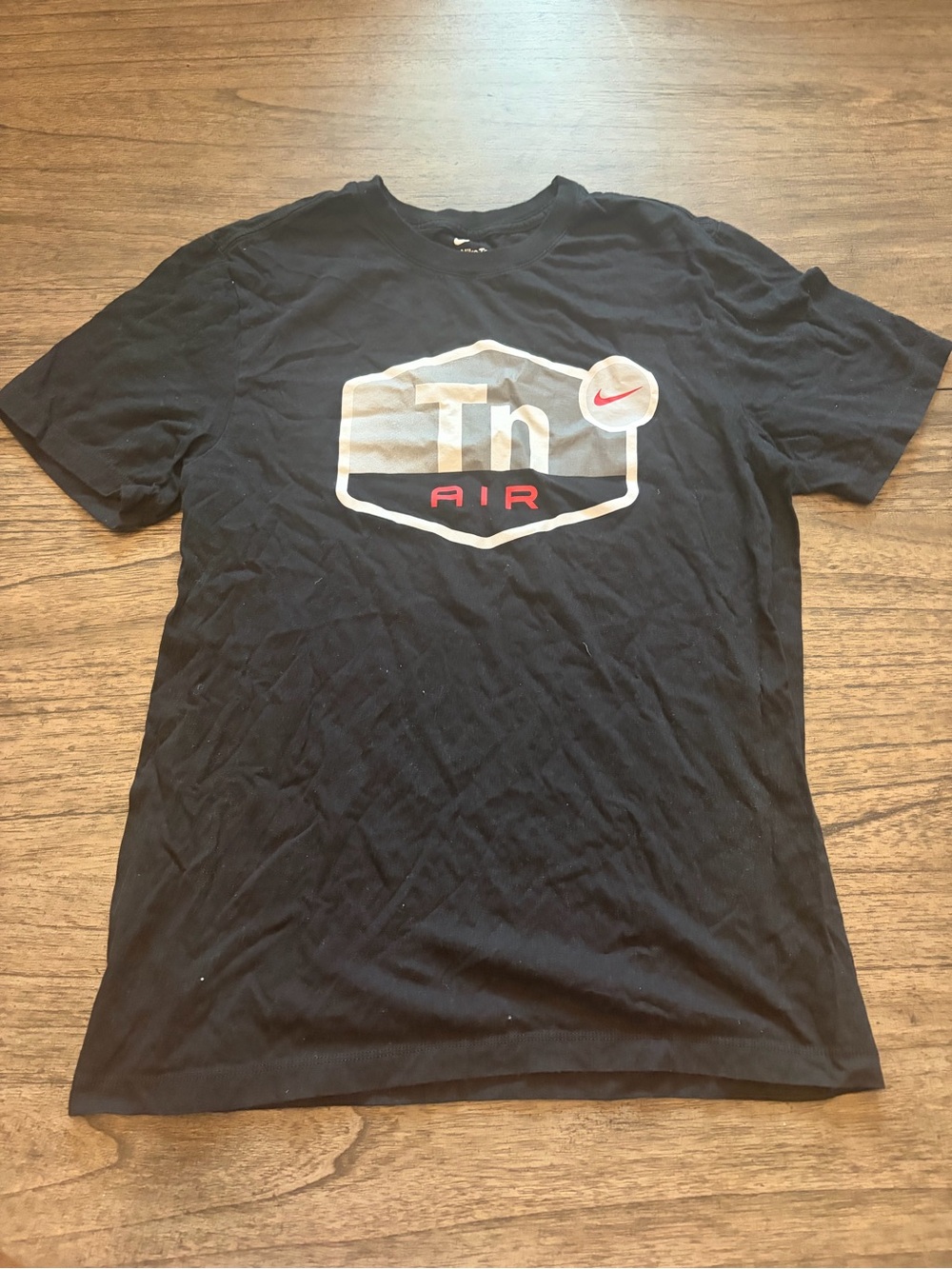 Nike Black Short Sleeve 'Tn Air' Logo Tee with Red Accent